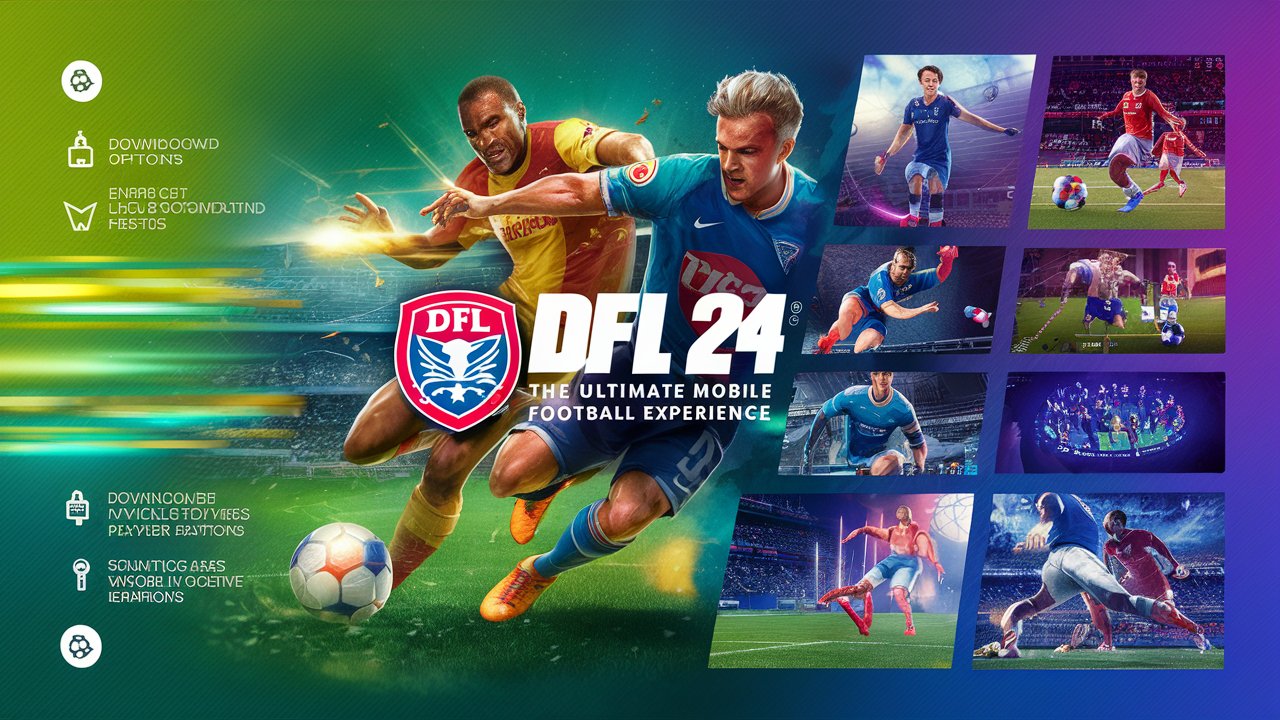 A vibrant and colorful thumbnail featuring : DFL 24: The Ultimate Mobile Football Experience - Download, Features, and More